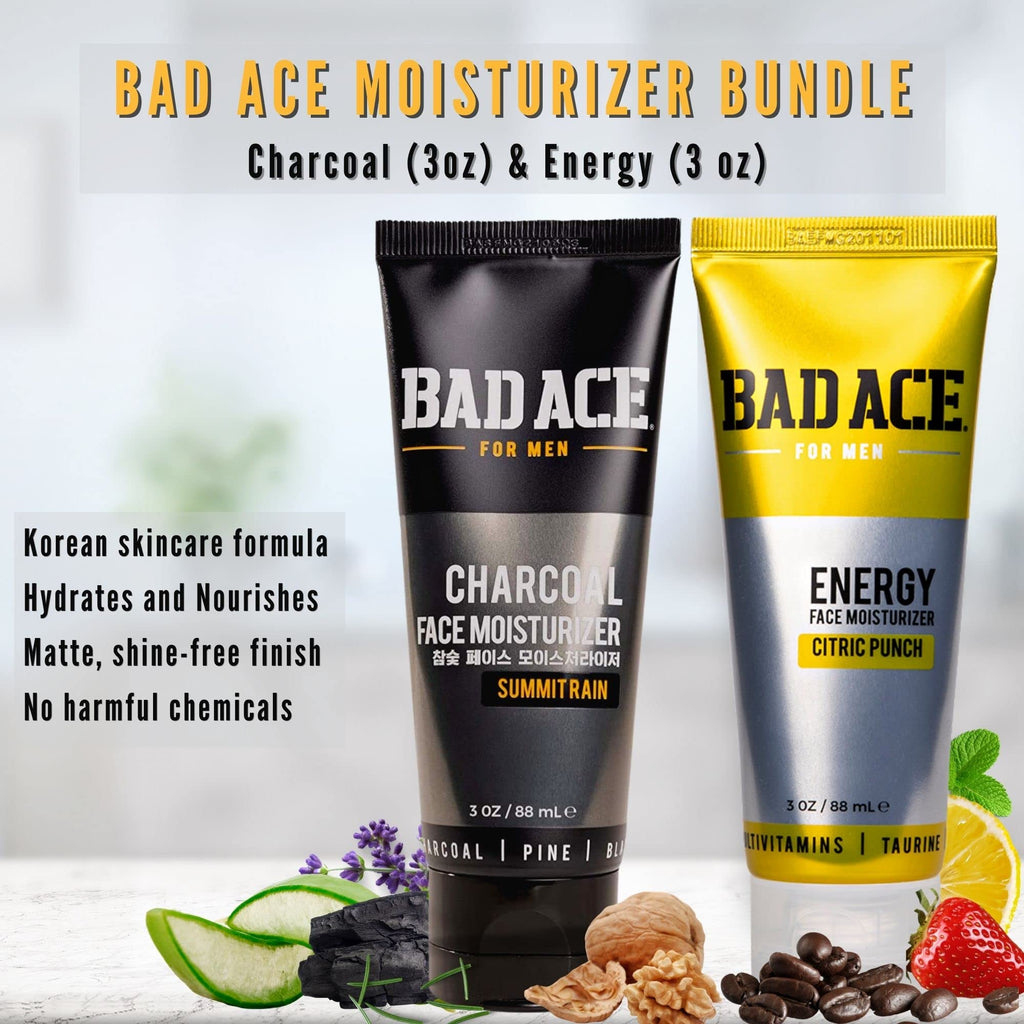 BAD ACE Moisturizer Bundle for Men – Korean Skincare Duo with Vitamin & Charcoal