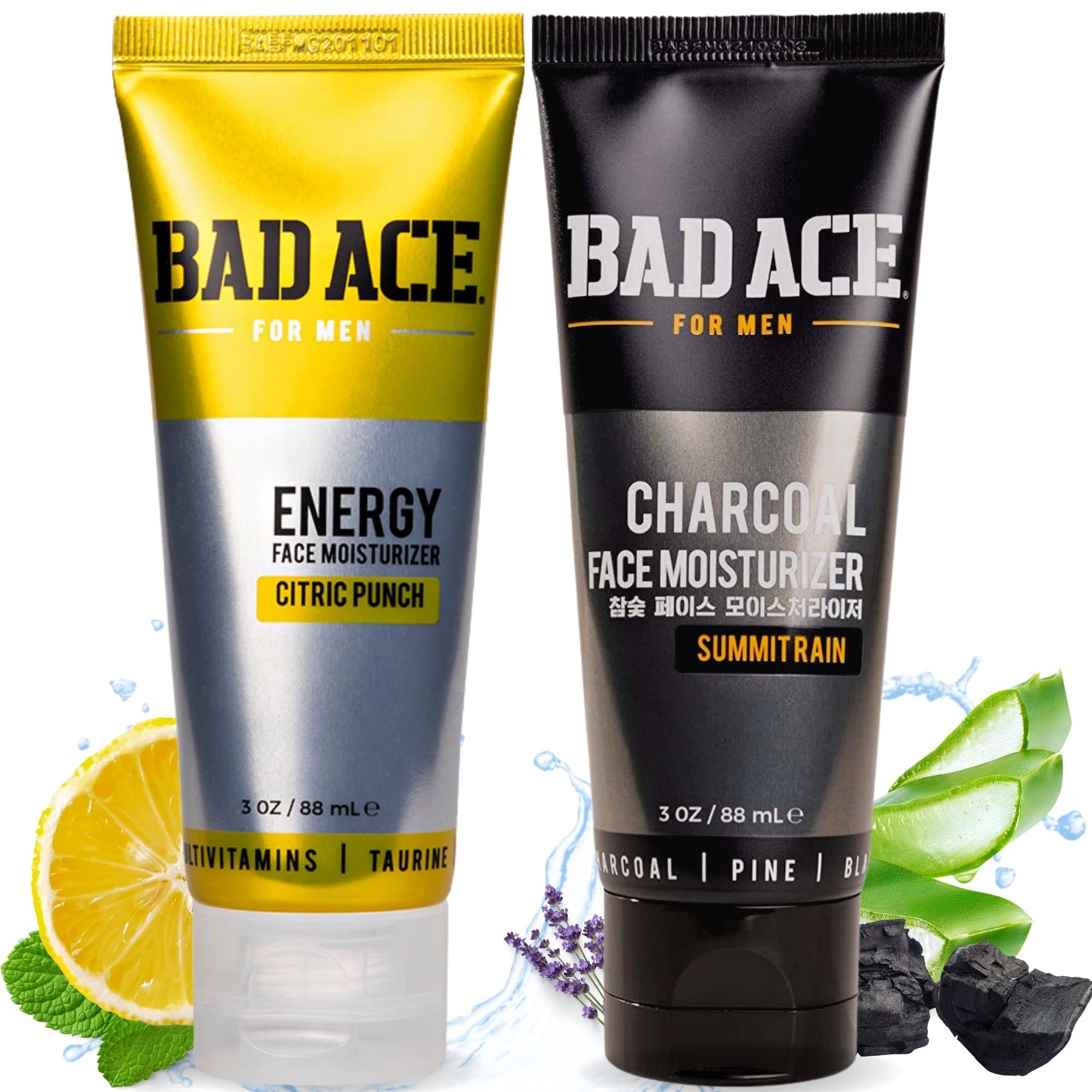 BAD ACE Moisturizer Bundle for Men – Korean Skincare Duo with Vitamin & Charcoal