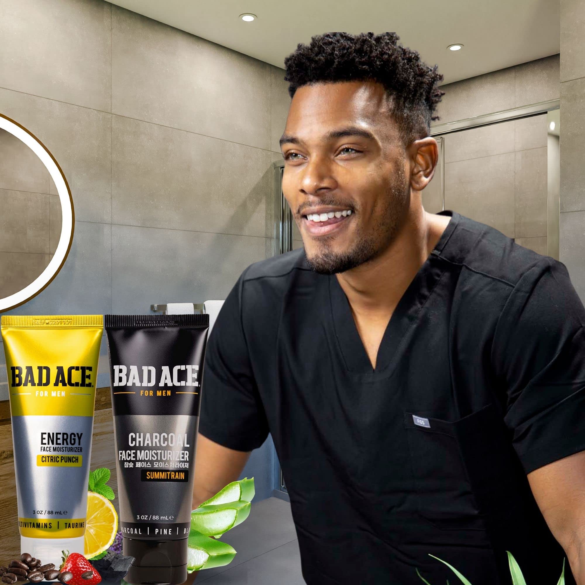 BAD ACE Moisturizer Bundle for Men – Korean Skincare Duo with Vitamin & Charcoal