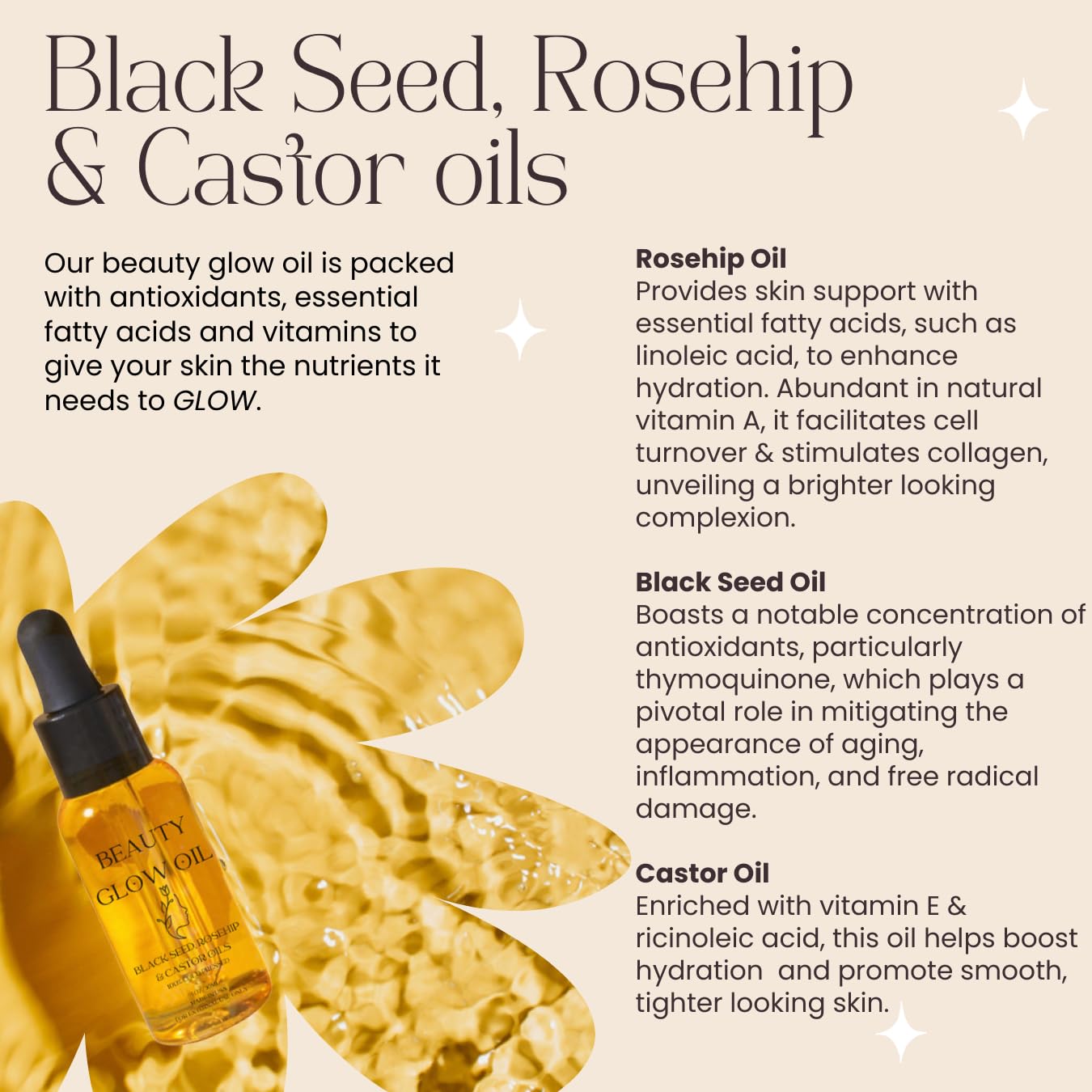 Bad Dog Beauty Glow Oil – Organic Cold-Pressed Black Seed, Rosehip & Castor for Face