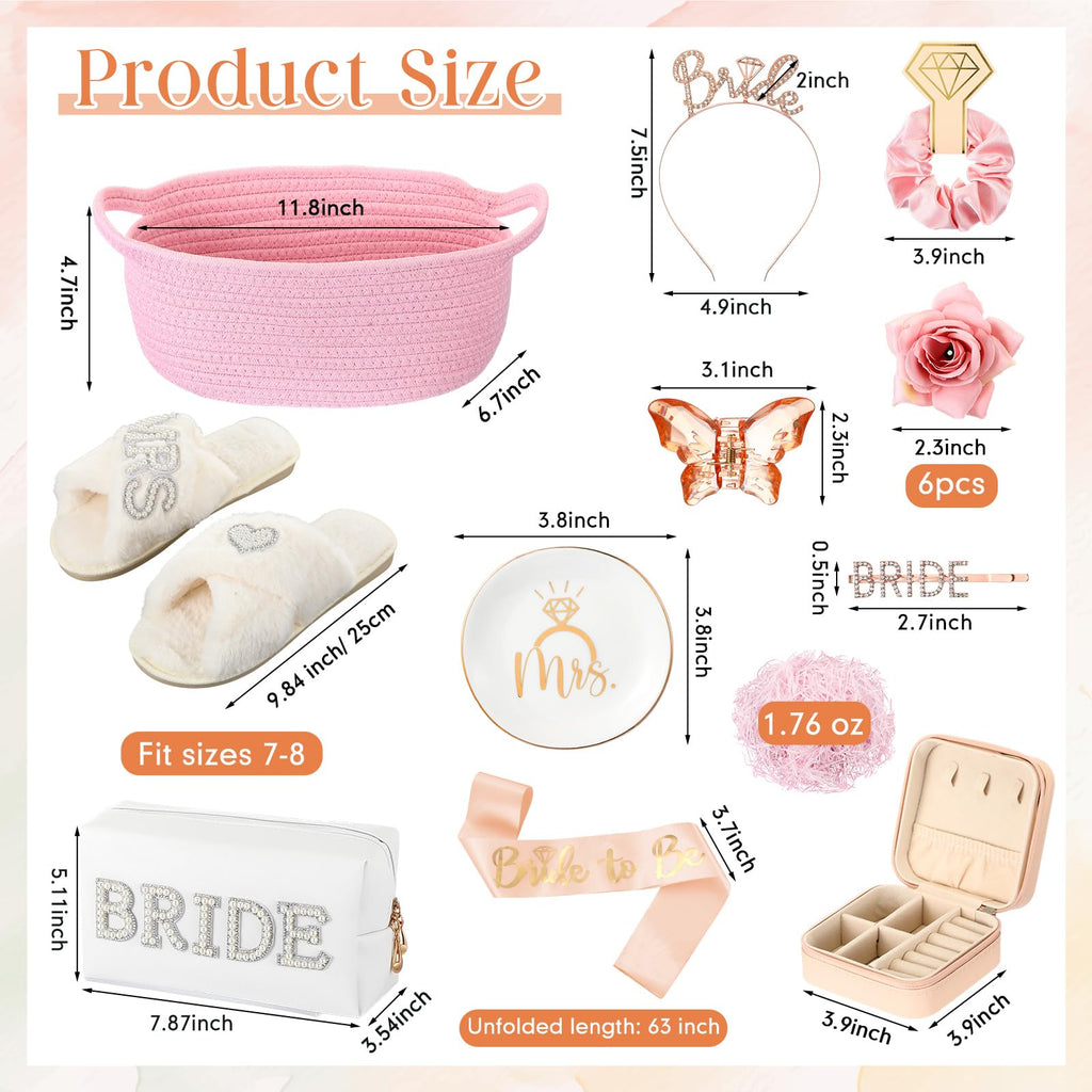 Baderke 17-Pcs Bride to Be Gift Basket – Pink Bridal Shower Gift Set