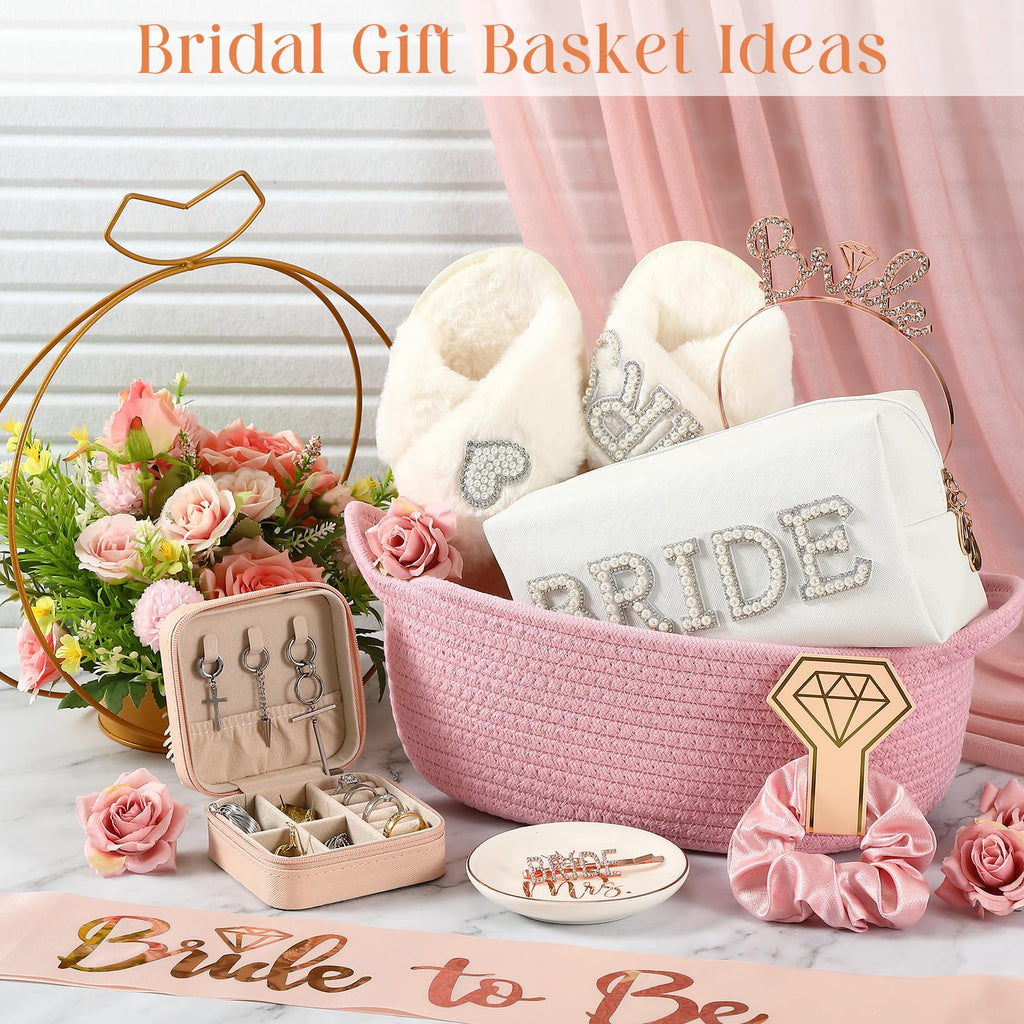 Baderke 17-Pcs Bride to Be Gift Basket – Pink Bridal Shower Gift Set