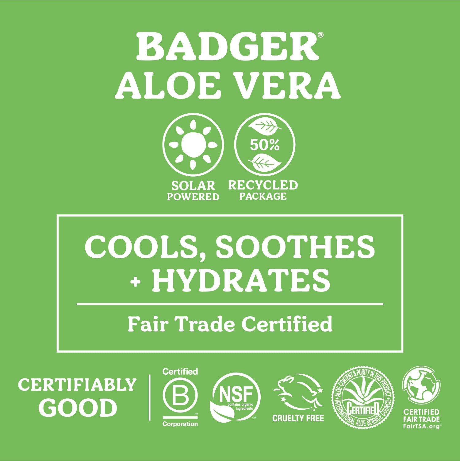 Badger Organic Aloe Vera Gel – 96% Pure, Unscented, Face & Body (2 x 4 fl oz)