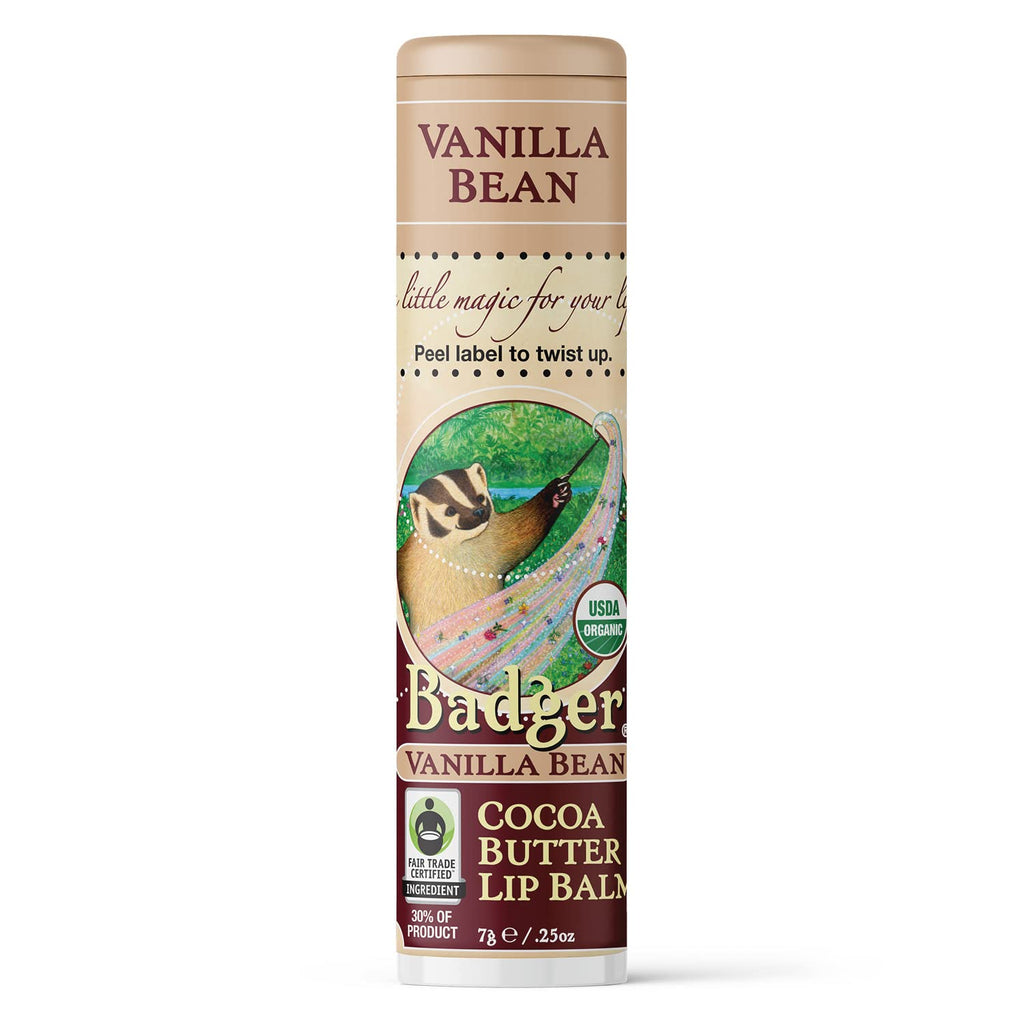 Badger Cocoa Butter Lip Balm – Creamy Cocoa, Organic, Fair Trade, 0.25 oz