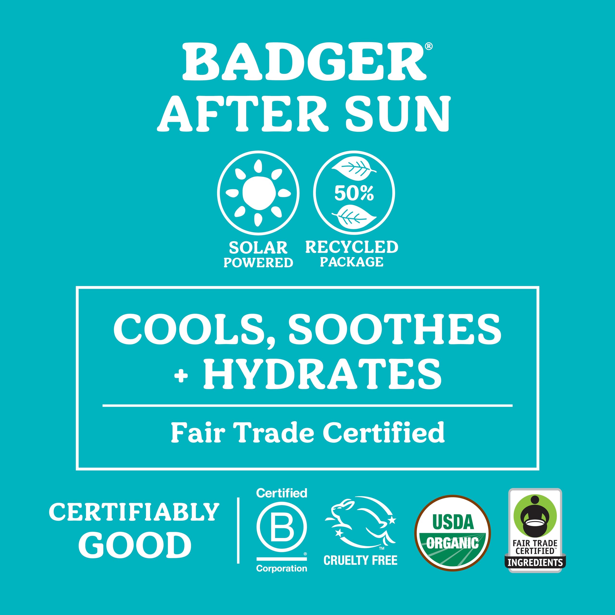 Badger Coconut AfterSun Balm – 100% Organic Soothing Sunburn Relief, 2 oz Tin (2-Pack)