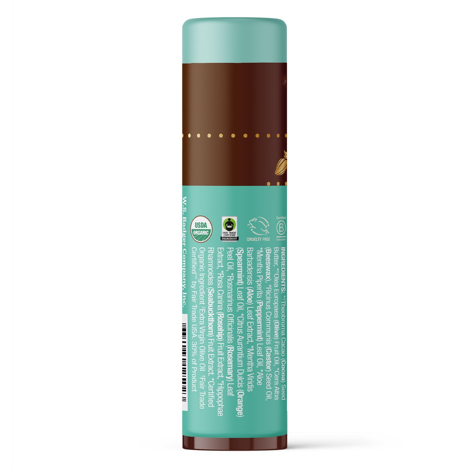 Badger Cool Mint Cocoa Butter Lip Balm – Organic, Long-Lasting Hydration, 4-Pack