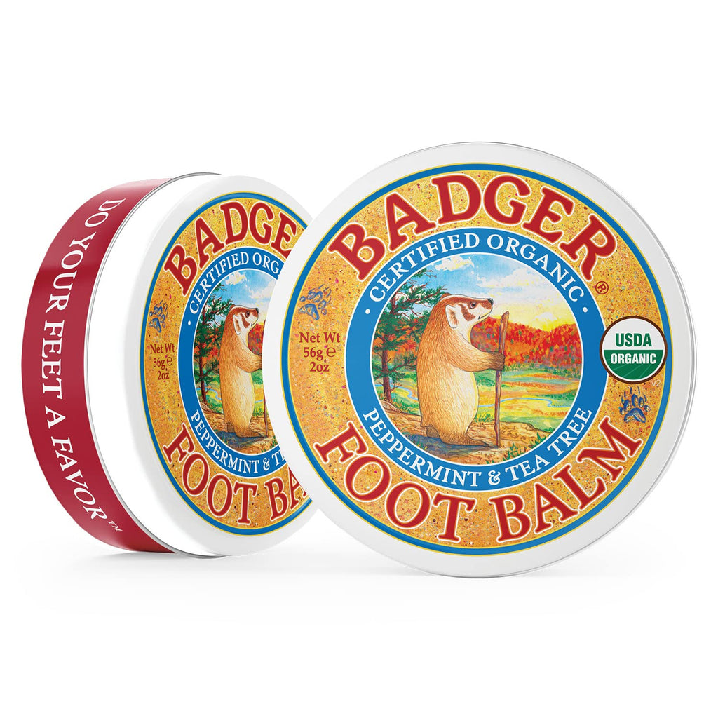 Badger Foot Balm – 100% Organic Foot Cream for Dry Feet & Heels | 2 oz Tin (2-Pack)