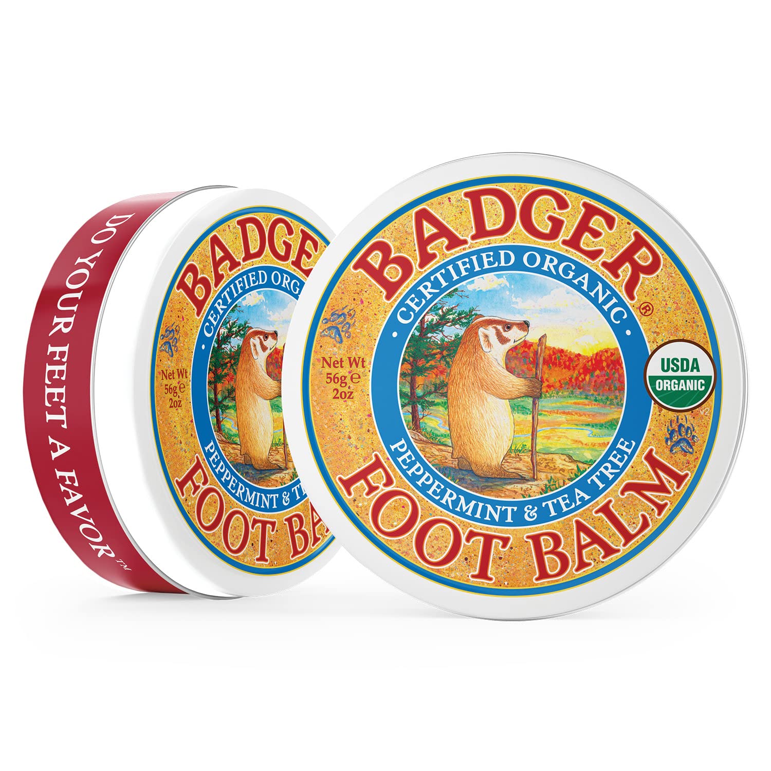 Badger Foot Balm – 100% Organic Foot Cream for Dry Feet & Heels | 2 oz Tin (2-Pack)
