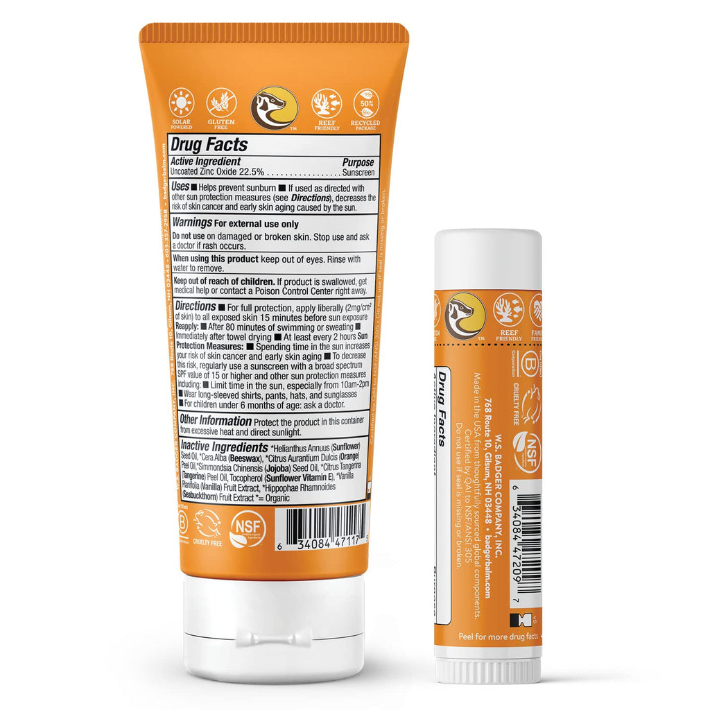 Badger Kids Mineral Sunscreen Combo – SPF 40 Cream + SPF 35 Face Stick