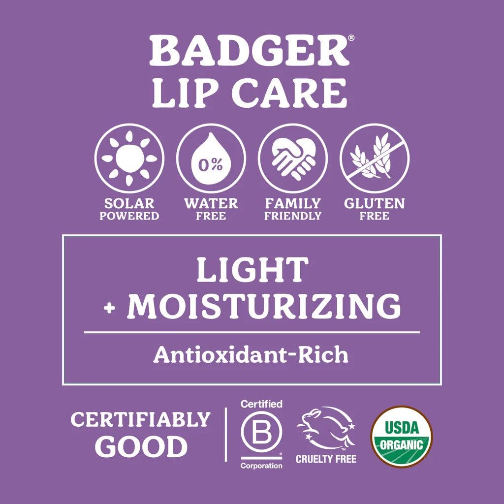 Badger Classic Organic Lip Balm Set - 4-Pack in Green Box (Unscented, Tea Tree, Mint & Tangerine)