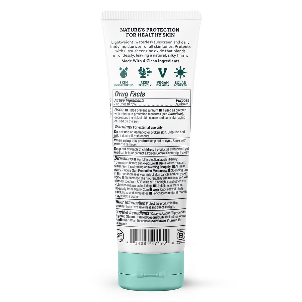 Badger Mineral Daily Sunscreen SPF 30 – Lightweight, No White Cast, Unscented, Reef Safe, 2-Pack (4 oz)