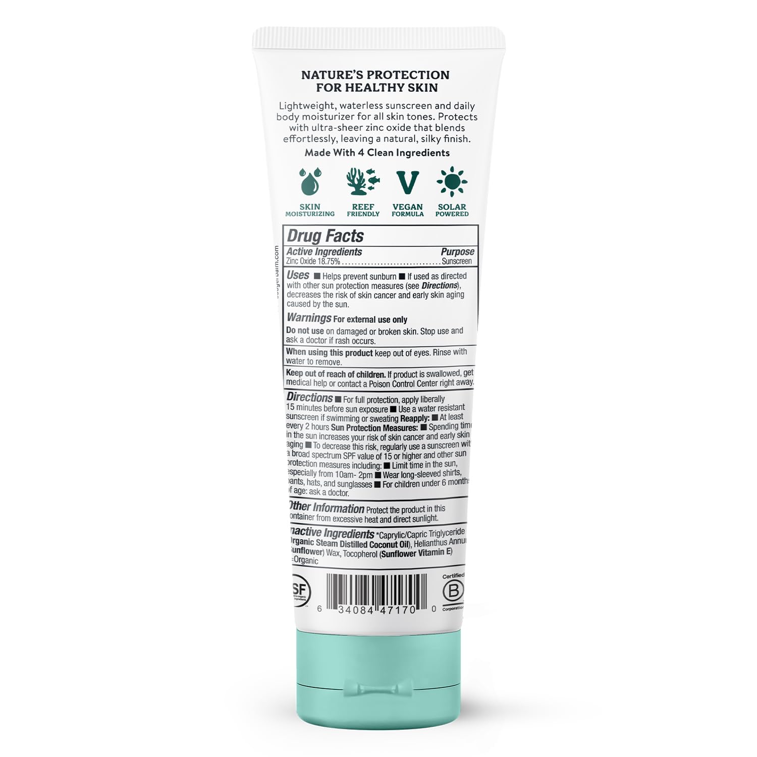 Badger Mineral Daily Sunscreen SPF 30 – Lightweight, No White Cast, Unscented, Reef Safe, 2-Pack (4 oz)