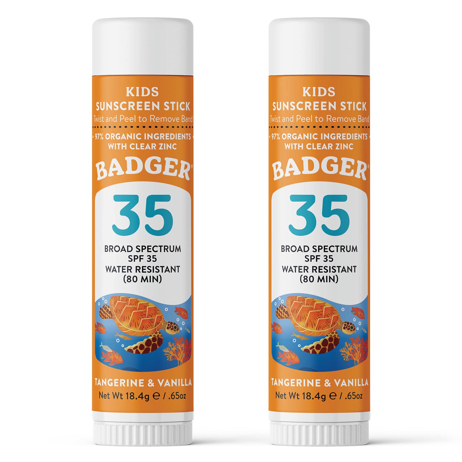 Badger Mineral Kids Sunscreen Face Stick SPF 35 – Travel Size 2-Pack, Reef Safe