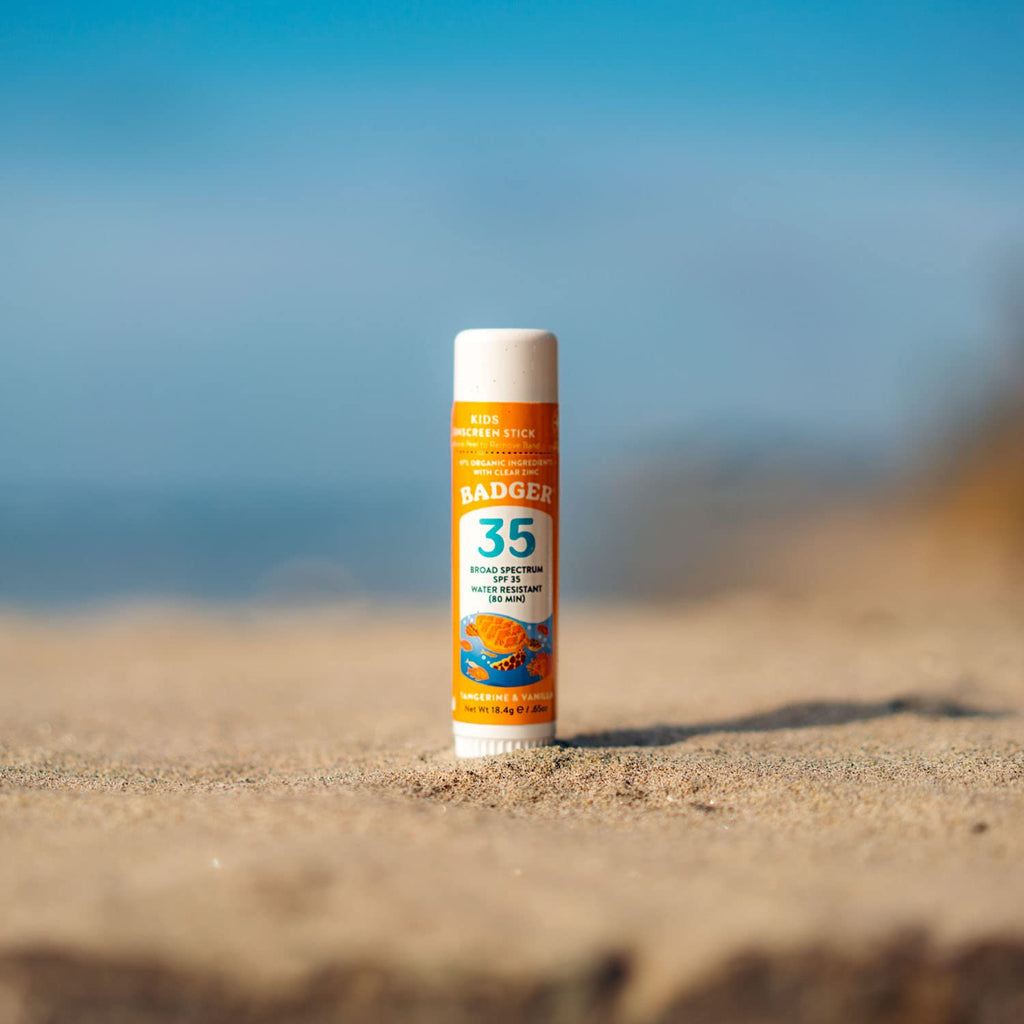 Badger Mineral Kids Sunscreen Face Stick SPF 35 – Travel Size 2-Pack, Reef Safe