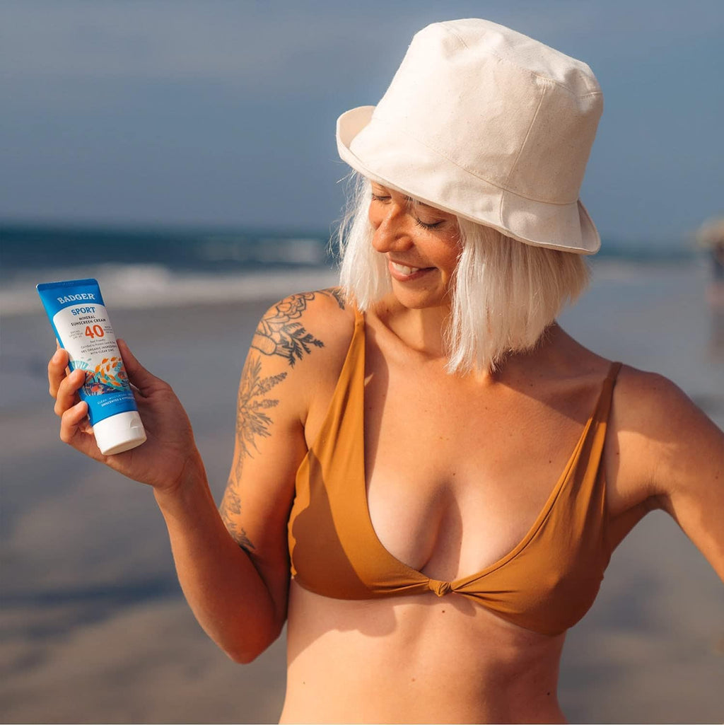 Badger Reef Safe Sunscreen SPF 40 Unscented Mineral, 3-Pack (2.9 fl oz Each)