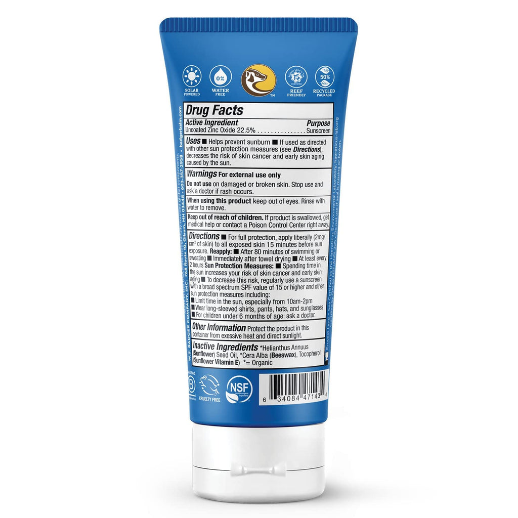 Badger Reef Safe Sunscreen SPF 40 Unscented Mineral, 3-Pack (2.9 fl oz Each)