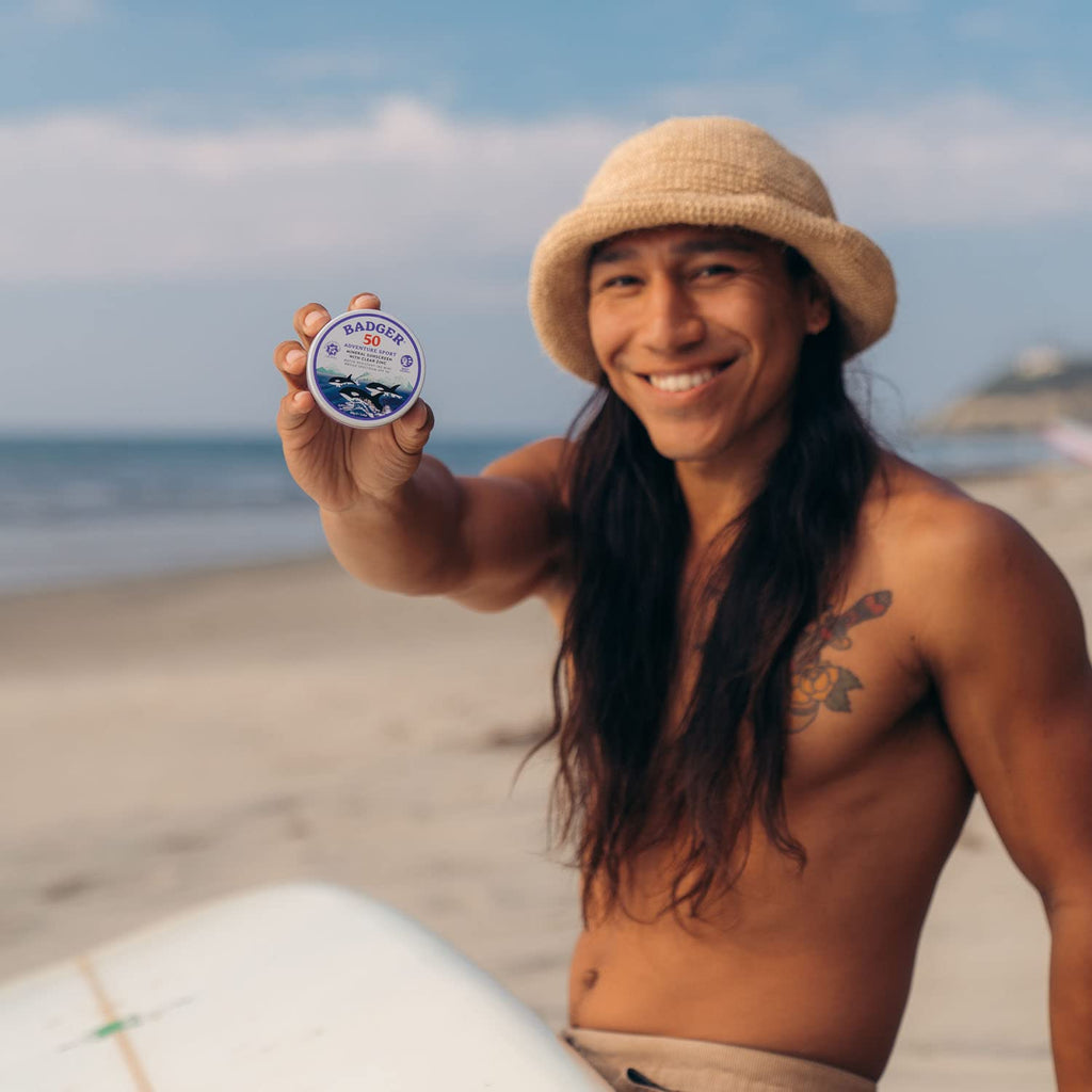 Badger SPF 50 Mineral Sunscreen — Biodegradable Reef Safe, Unscented, Water Resistant, Travel Tin (2-Pack)