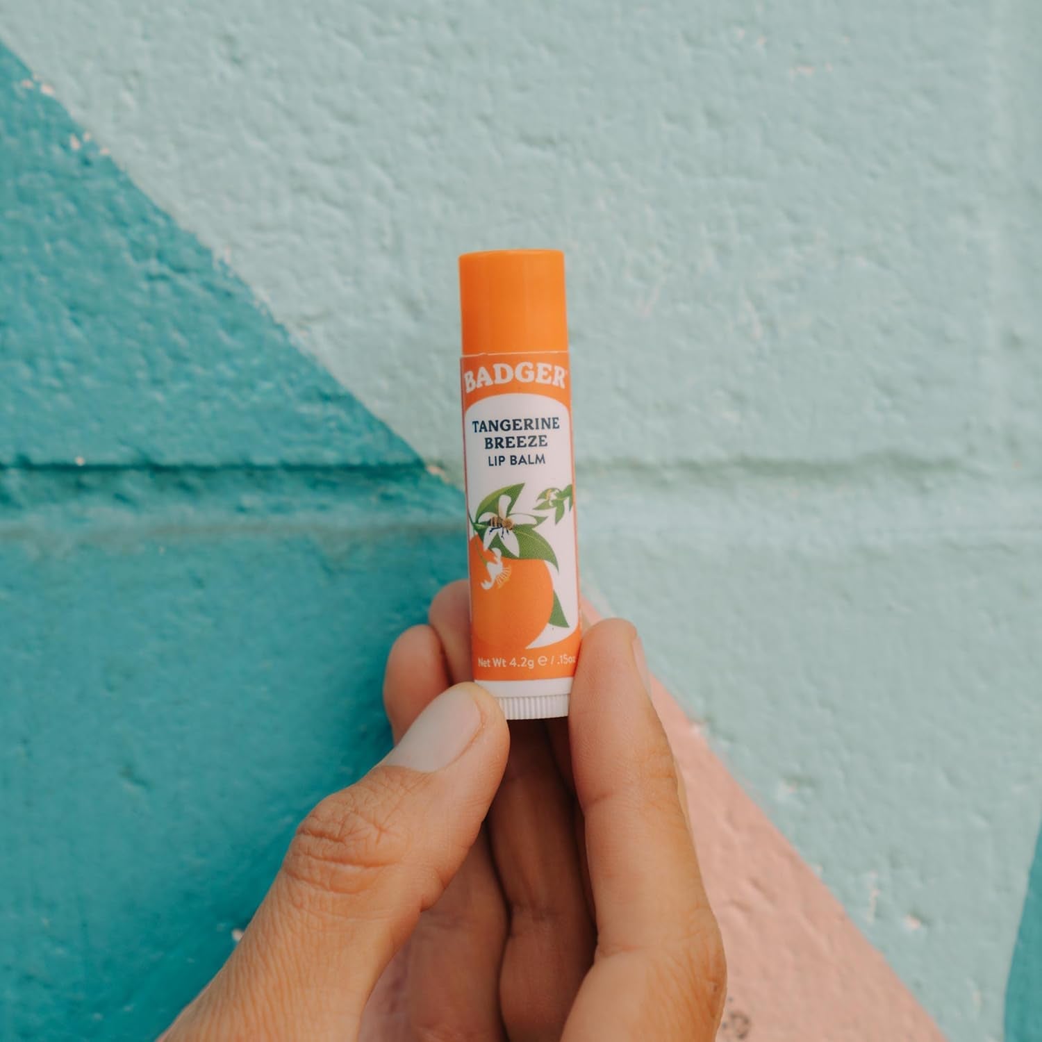 Badger Tangerine Breeze Lip Balm – 100% Organic, Long-Lasting Silk (4-Pack)