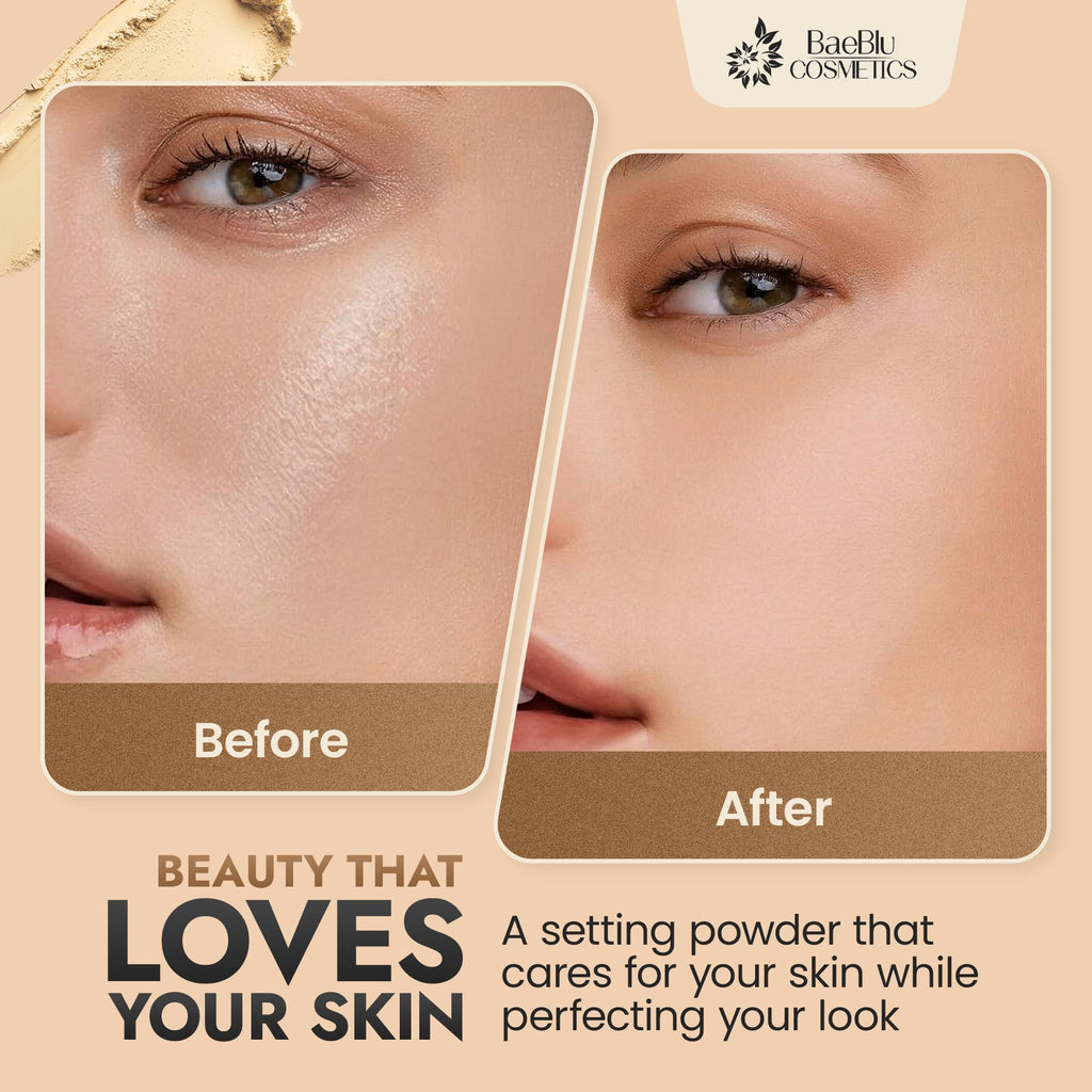 BaeBlu Organic Pressed Setting Powder – Invisible Banana | Talc-Free, Non-Toxic Matte Finish