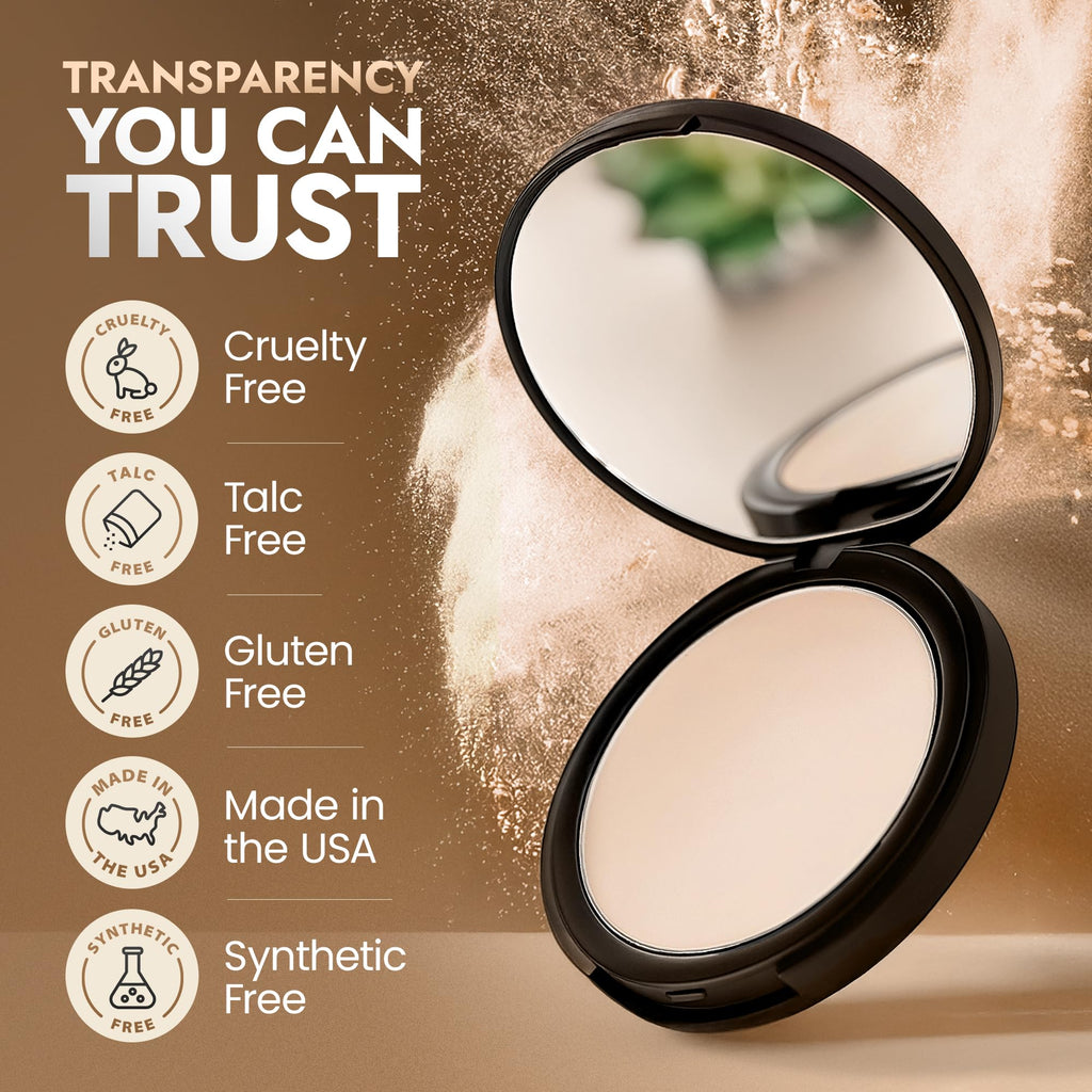 BaeBlu Organic Pressed Setting Powder – Talc-Free, Oil-Absorbing Matte Finish, 16-Hour Wear