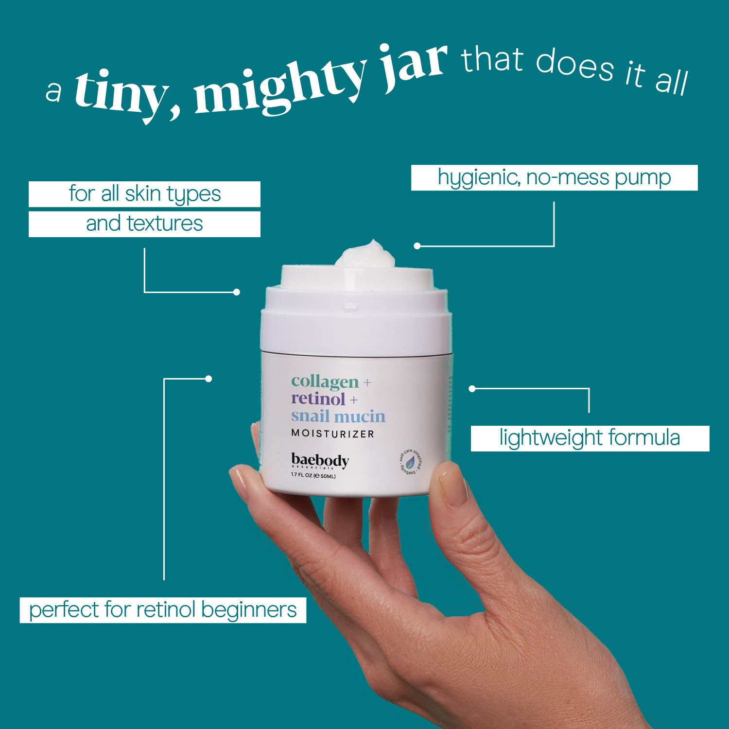 Baebody Collagen Retinol Snail Mucin Moisturizer with Hyaluronic Acid | Anti-Aging Face Cream