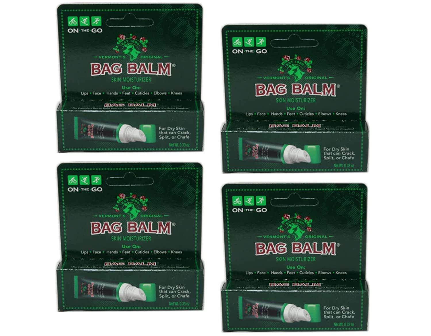 Bag Balm 0.33 oz On-the-Go Tube (4-Pack) – Travel-Friendly Skin Care Essential