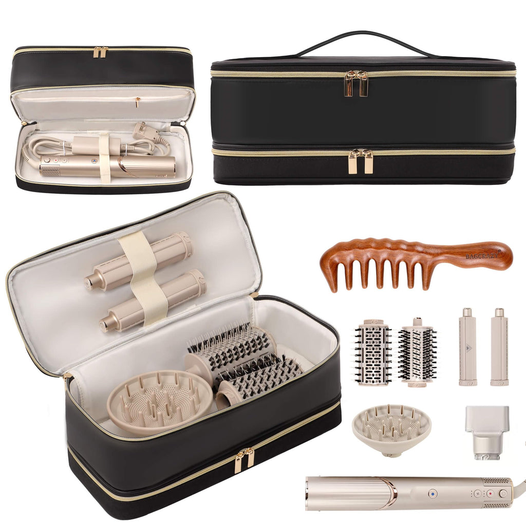 BAGCRAZY Travel Carrying Case for Dyson, Shark FlexStyle & Revlon Hair Dryers – Double-Layer Organizer