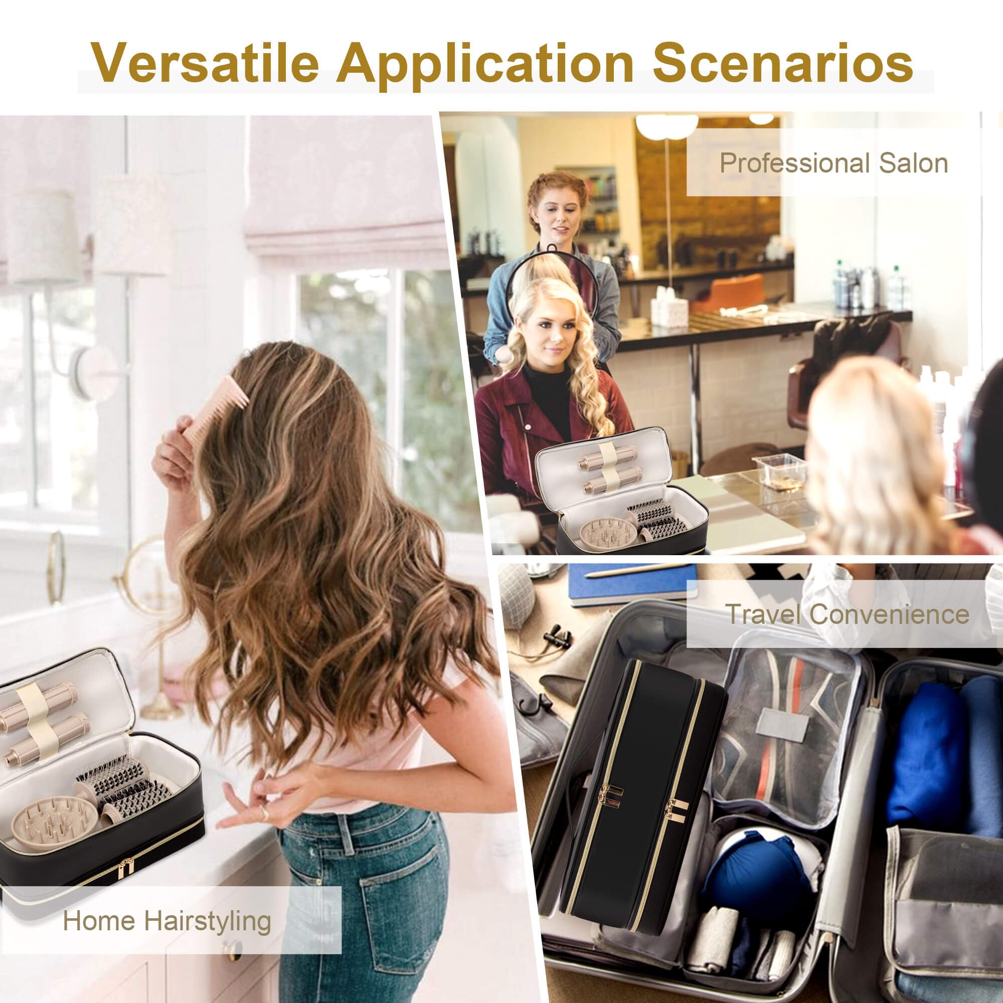 BAGCRAZY Travel Carrying Case for Dyson, Shark FlexStyle & Revlon Hair Dryers – Double-Layer Organizer