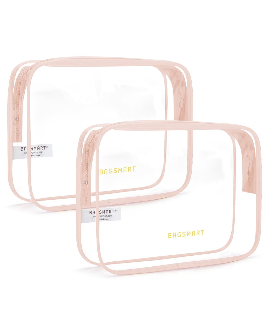 BAGSMART Clear Toiletry Bag 2-Pack – TSA Approved, Nude Pink Carry-On Pouches