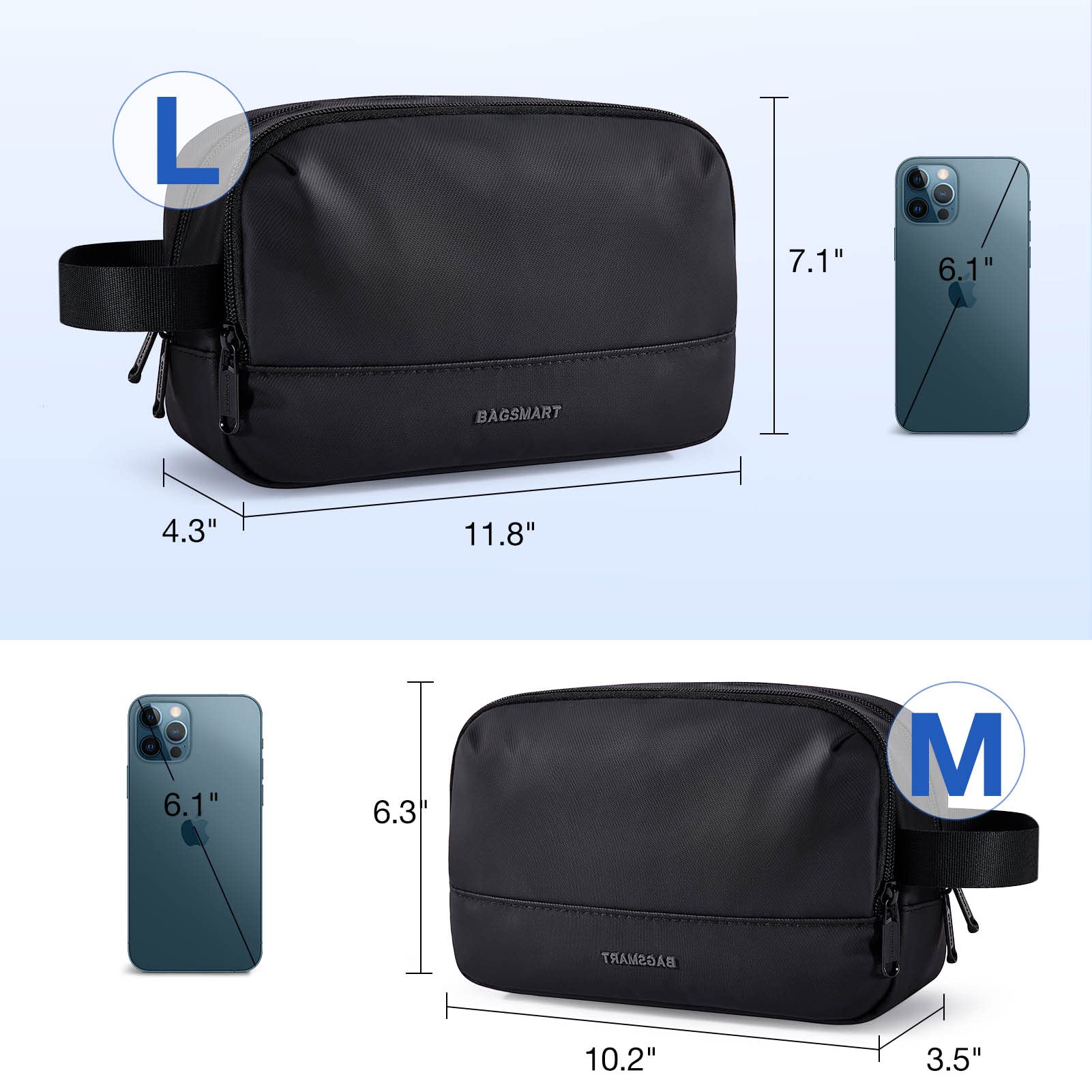 BAGSMART Large Toiletry Bag for Men – Water-Resistant Dopp Kit, Hanging Travel Organizer, Black