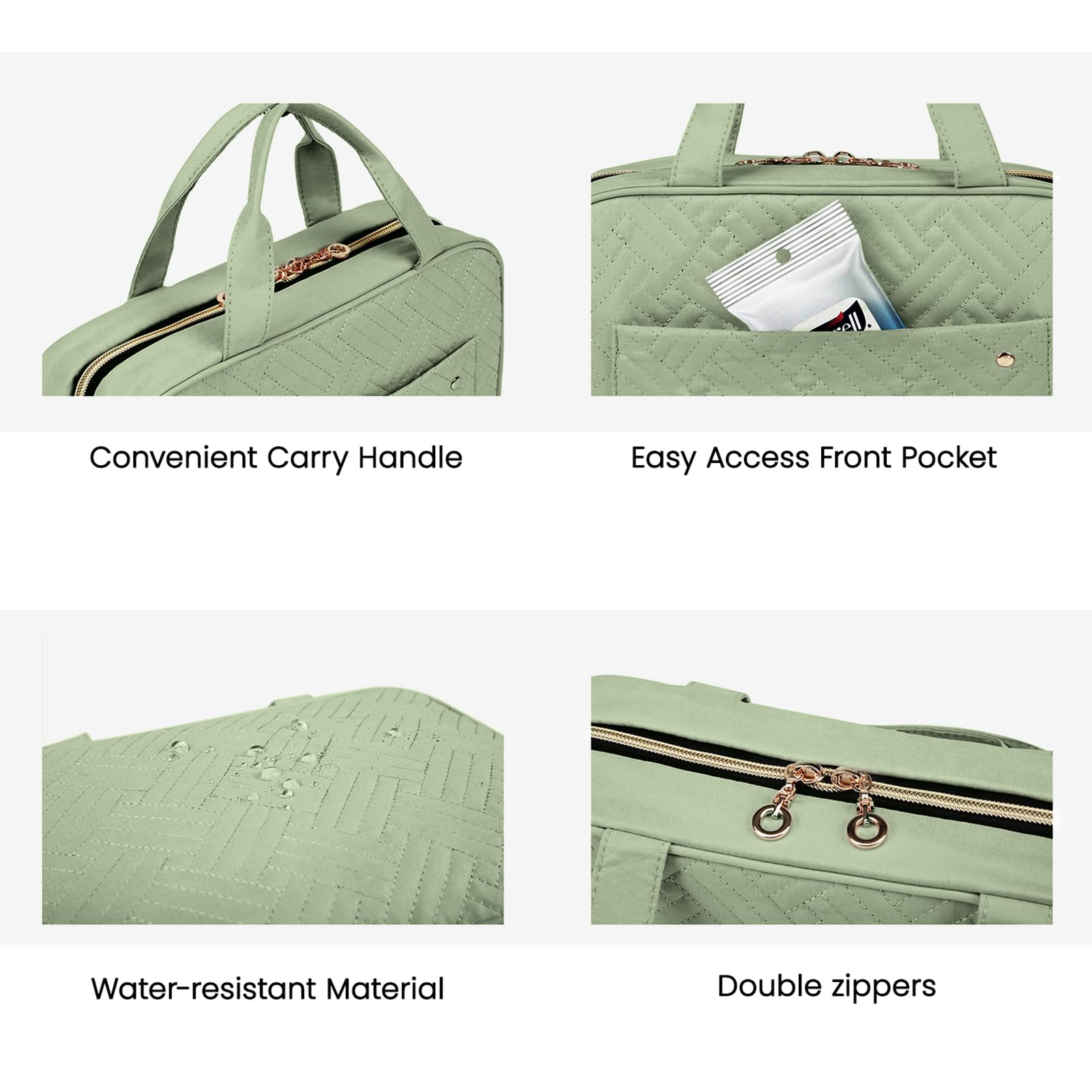 BAGSMART Toiletry Bag Travel Organizer – Water-Resistant, Hanging Hook, Large Green