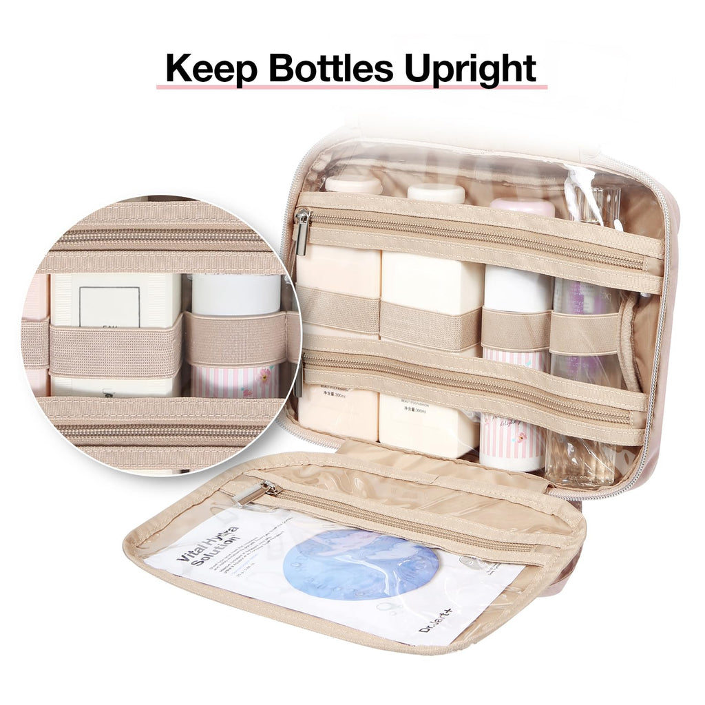 BAGSMART Toiletry Bag Hanging Organizer – TSA-Approved Transparent Cosmetic Bag (Medium Pink)