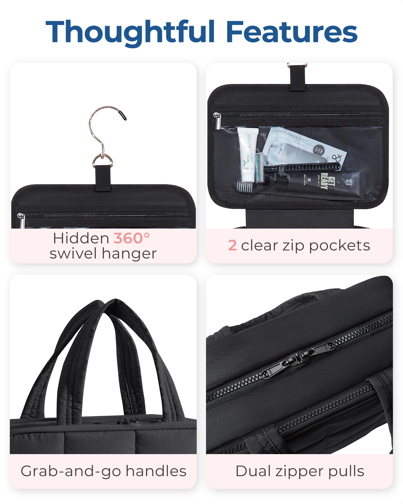 BAGSMART Travel Toiletry Bag with Jewelry Organizer | Hanging Cosmetic Bag