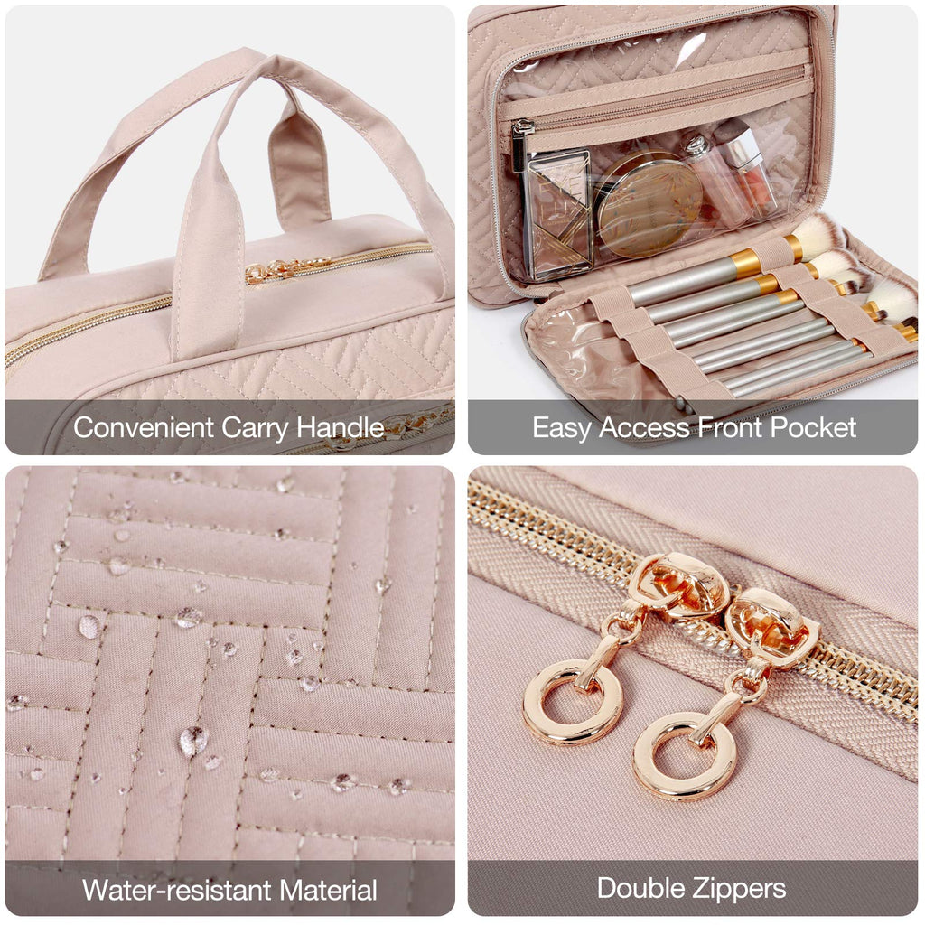 BAGSMART Toiletry Bag Hanging Organizer – TSA-Approved Transparent Cosmetic Bag (Medium Pink)