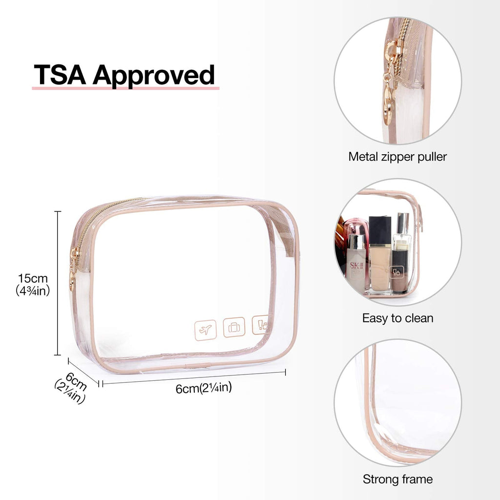 BAGSMART Toiletry Bag Hanging Organizer – TSA-Approved Transparent Cosmetic Bag (Medium Pink)