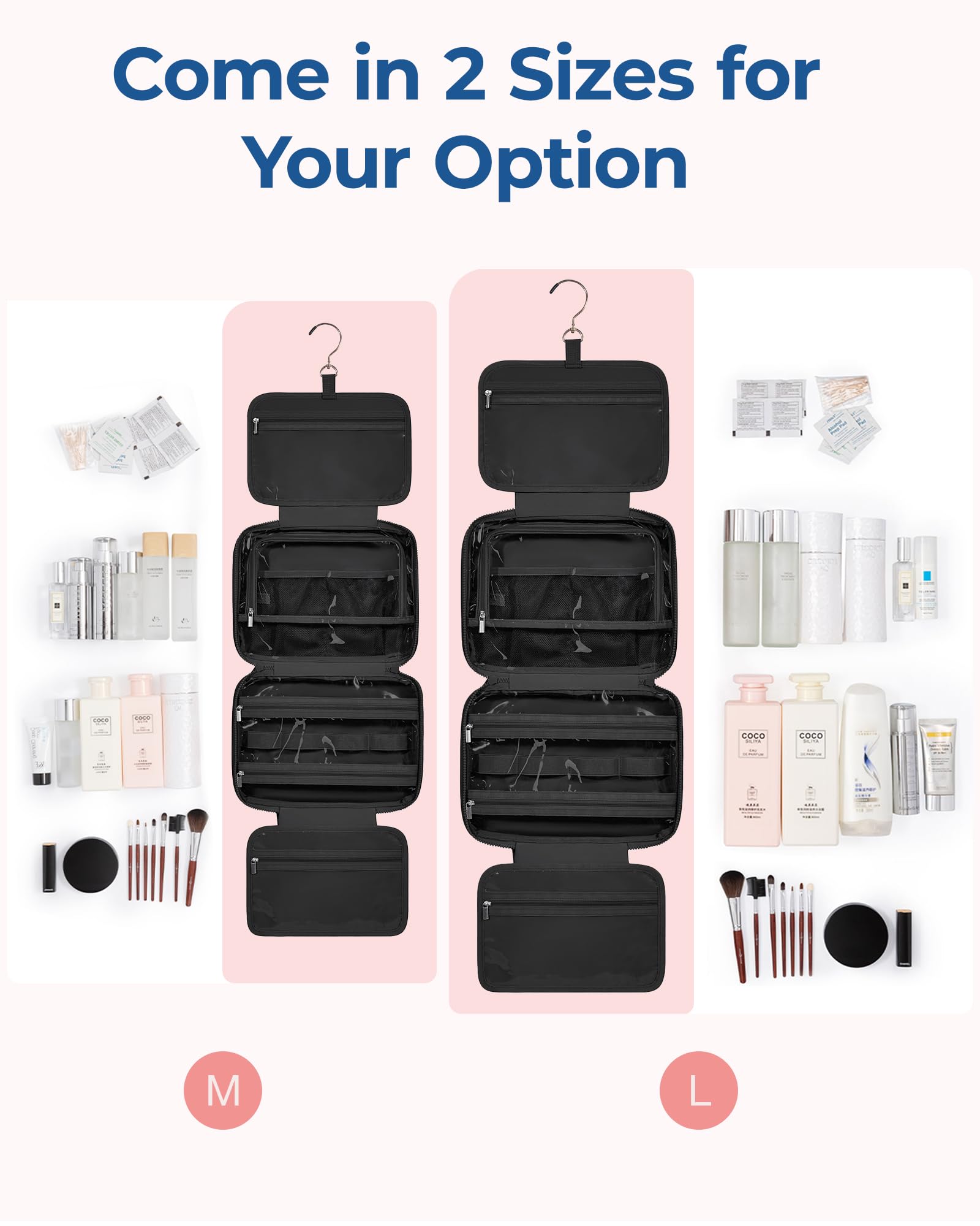 BAGSMART Travel Toiletry Bag with Jewelry Organizer | Hanging Cosmetic Bag