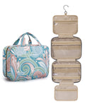BAGSMART Toiletry Bag – Travel Case with Hanging Hook, Water-Resistant Cosmetic Organizer (Green Paisley, Large)