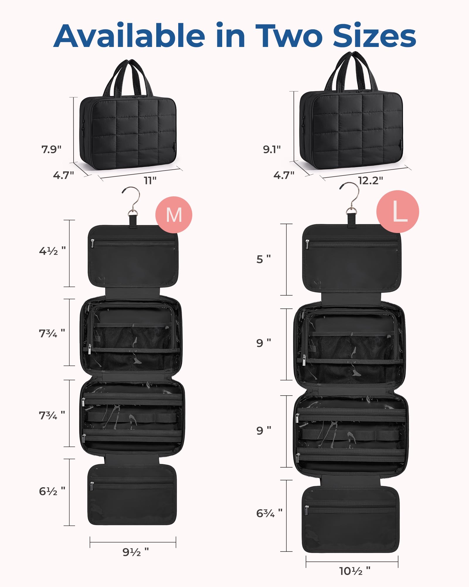 BAGSMART Travel Toiletry Bag with Jewelry Organizer | Hanging Cosmetic Bag