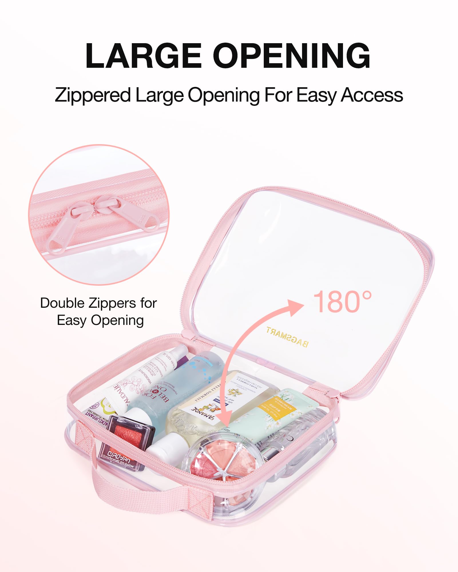 BAGSMART Clear Toiletry Bag - TSA Approved, Quart-Size, 3-Pack, Water-Resistant Travel Bags