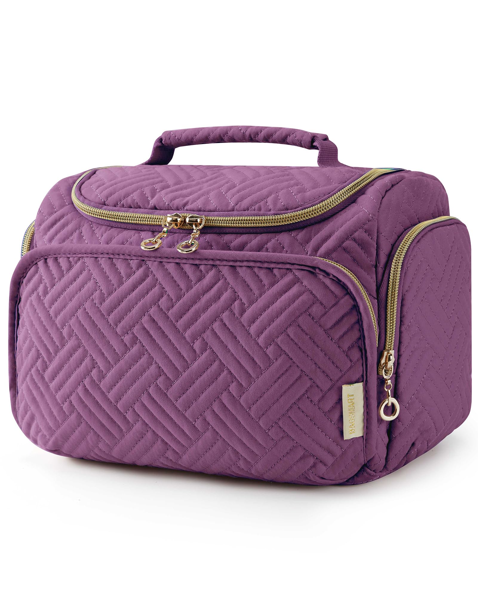 BAGSMART Travel Toiletry Bag – Large Purple, Wide-Open Organizer with Handle