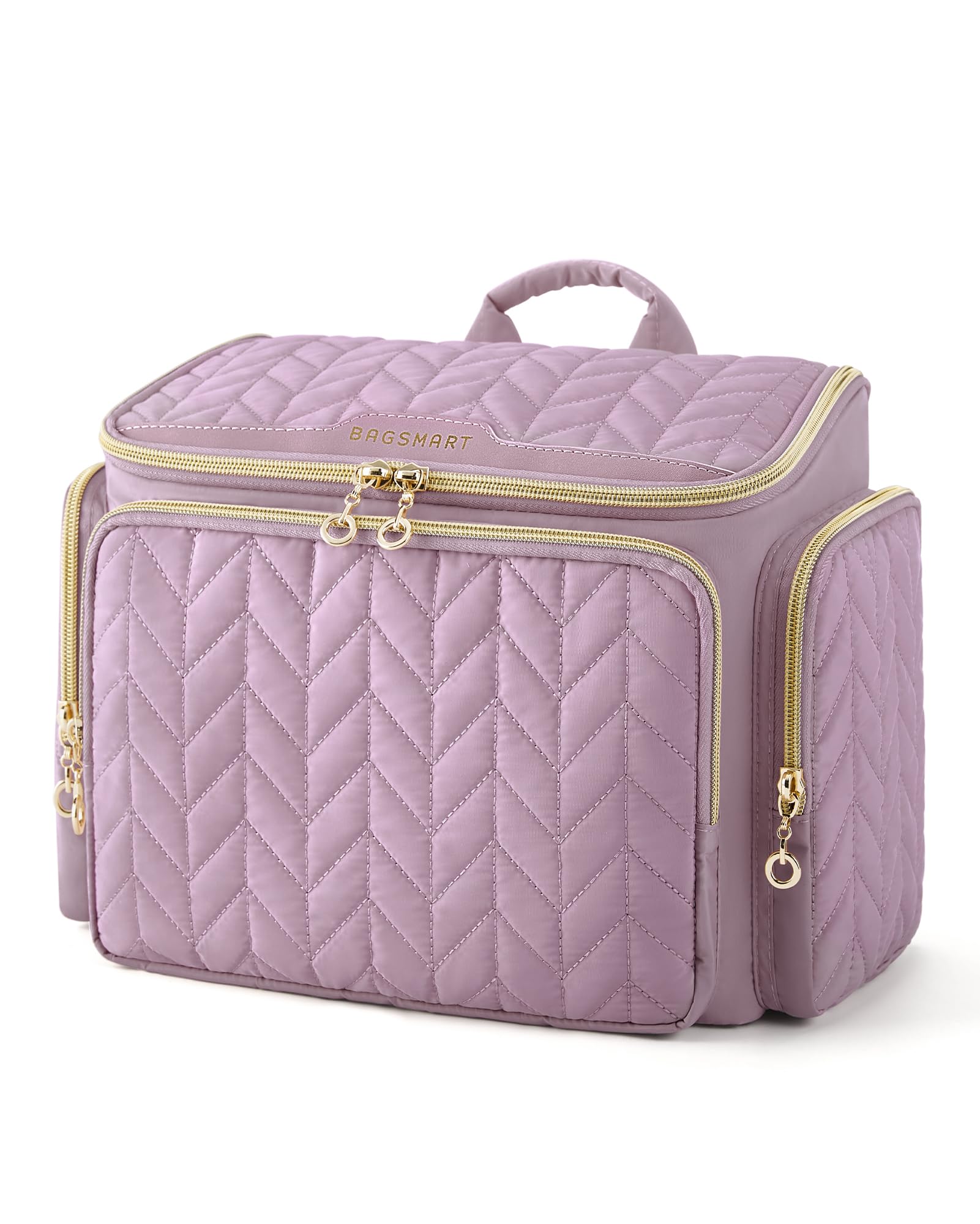 BAGSMART Travel Toiletry Bag - Large Wide-Open Purple Cosmetic Organizer