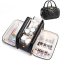 Bagstellar Travel Makeup Bag – Large Capacity Quilted Toiletry Bag for Women, Water-Resistant & Stand-Up Organizer