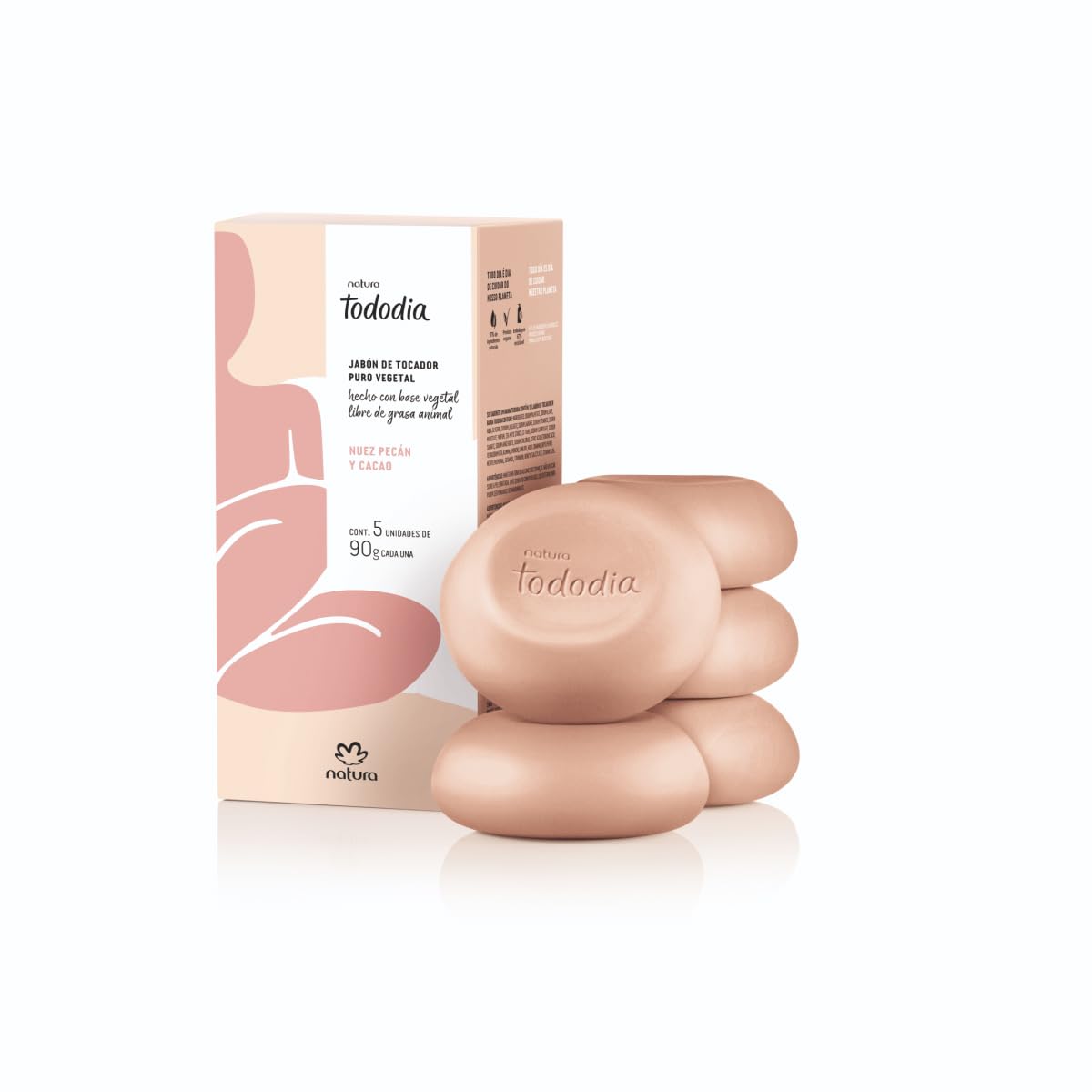 Bagues Natura Tododia Vegetable Soap Bar 5 x 100g – Pecan & Cocoa | Creamy, Purifying Cleanser