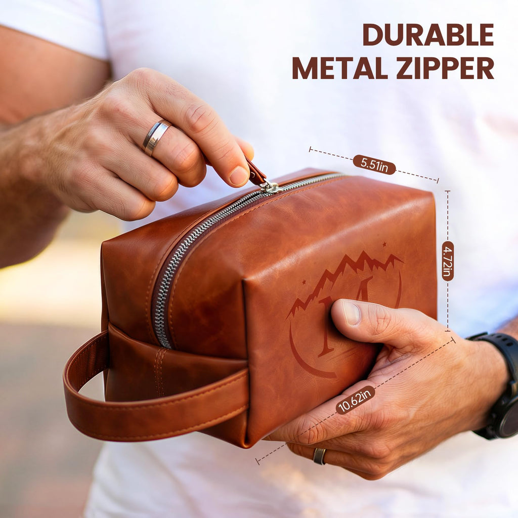 BagUrshion Toiletry Bag for Men - Water-Resistant PU Leather Travel Organizer
