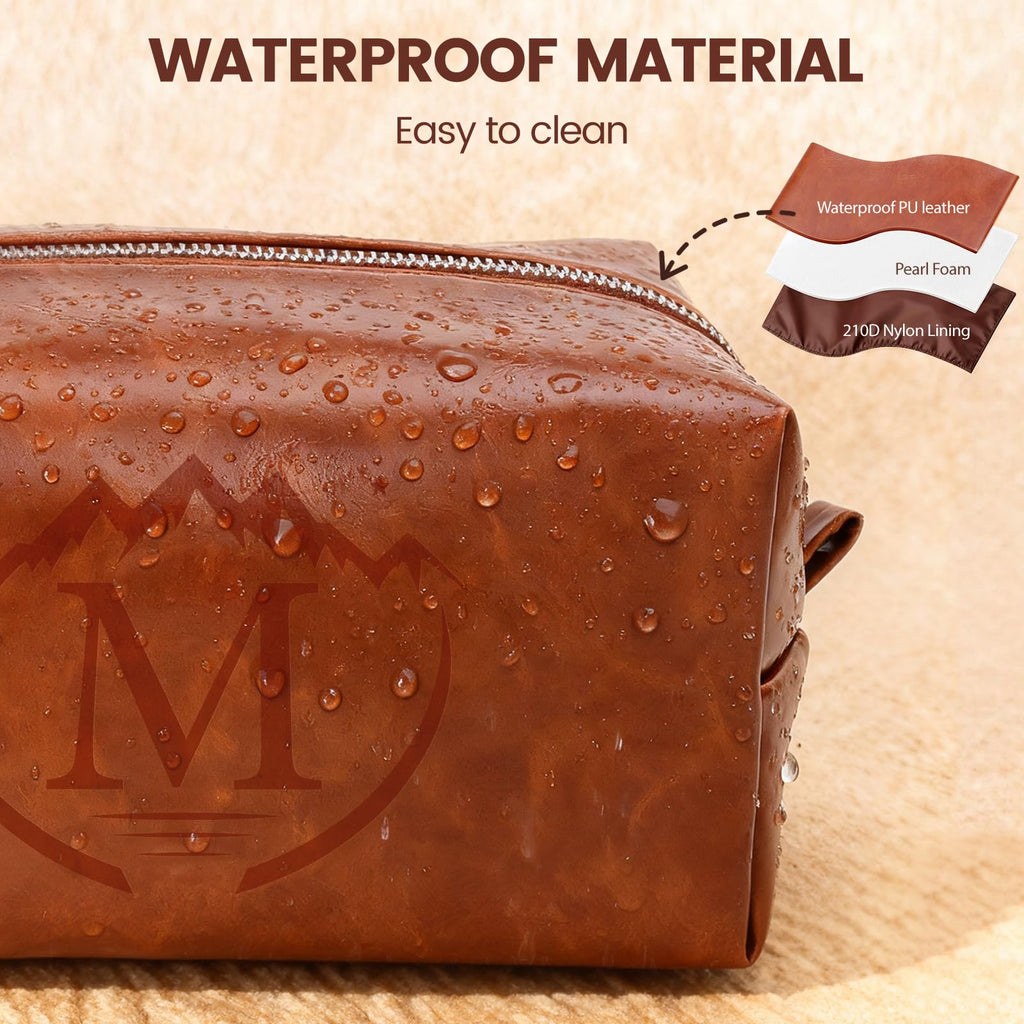 BagUrshion Toiletry Bag for Men - Water-Resistant PU Leather Travel Organizer