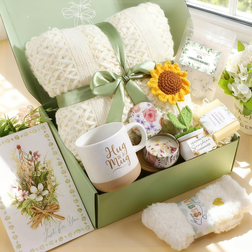 Baicai Self Care Gifts for Women — Birthday Care Package & Spa Kit | Get Well Gift Baskets & Sunflower Themed Gifts
