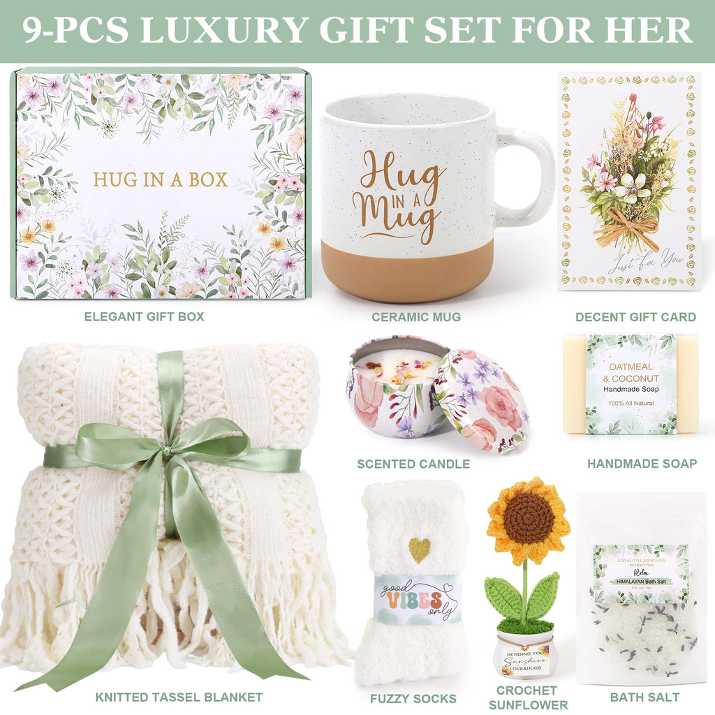 Baicai Self Care Gifts for Women — Birthday Care Package & Spa Kit | Get Well Gift Baskets & Sunflower Themed Gifts