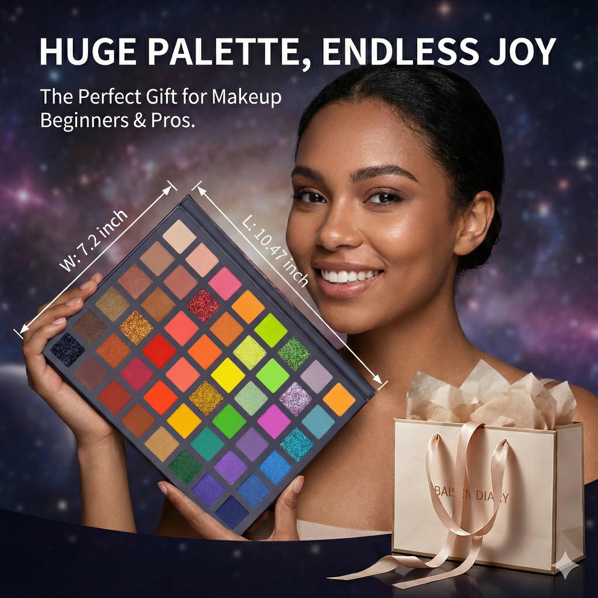 BAISEN DIARY 54-Color Eyeshadow Palette – Matte & Shimmer in Forest & Olive Tones