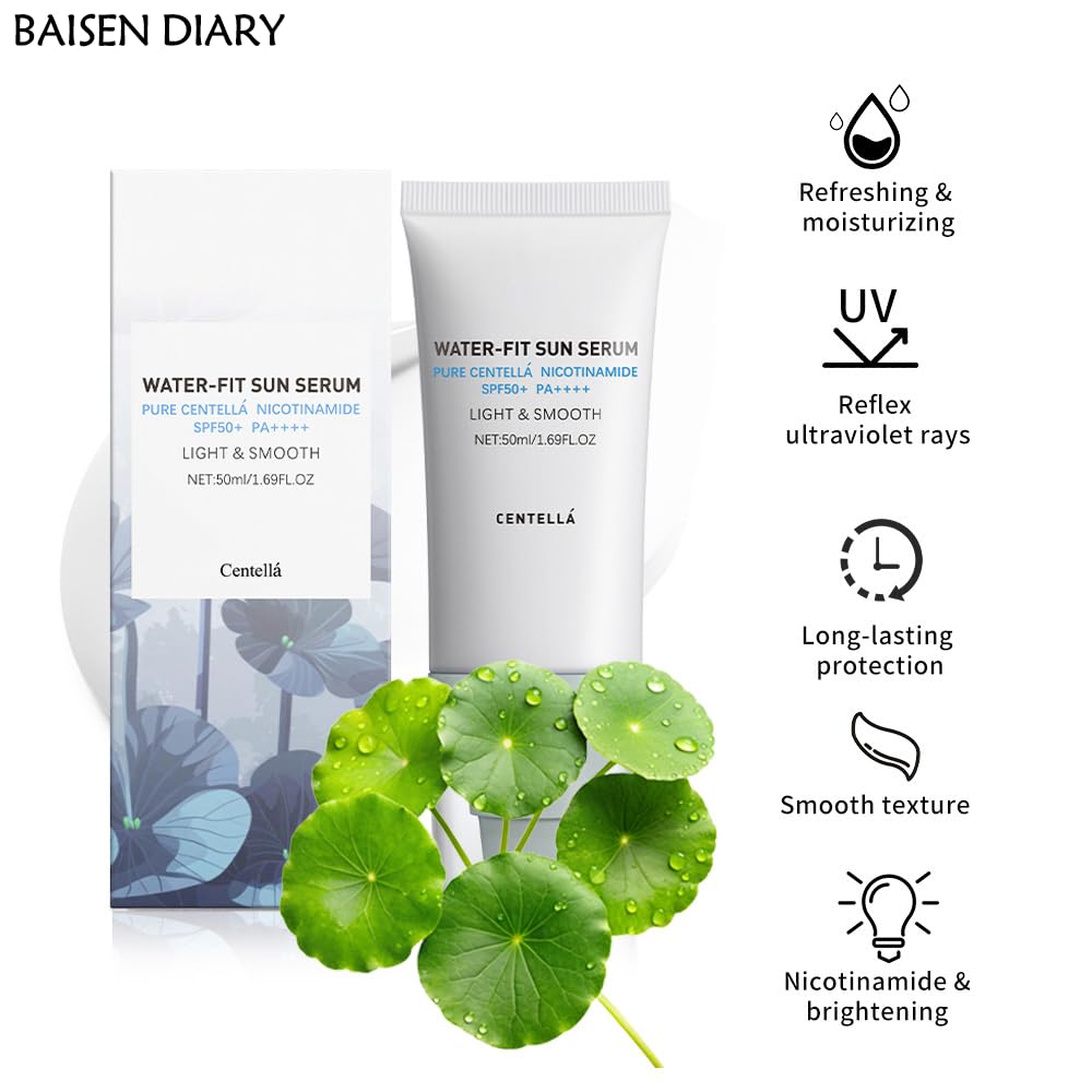 BAISEN DIARY Centella Sunscreen SPF50+ PA++++ & Hyalu Cica Sun Serum – 2-Pack