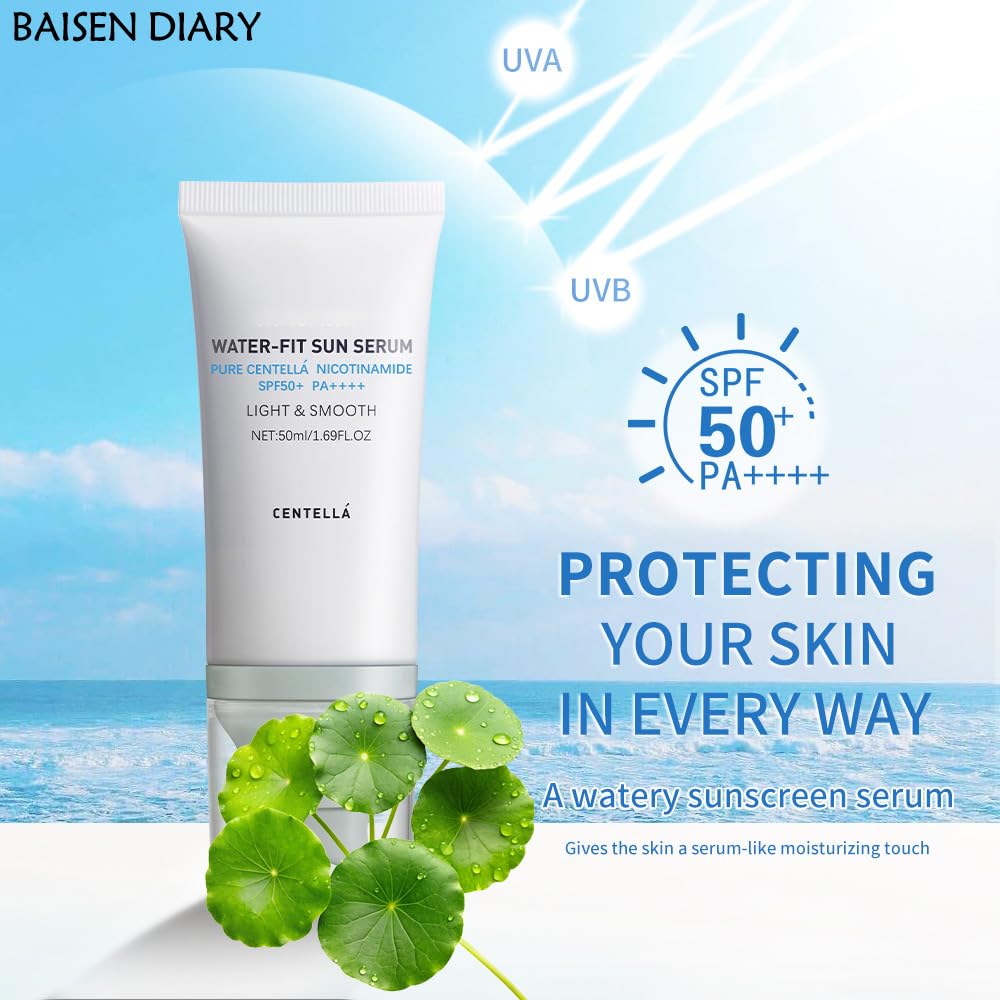 BAISEN DIARY Centella Sunscreen SPF50+ PA++++ & Hyalu Cica Sun Serum – 2-Pack